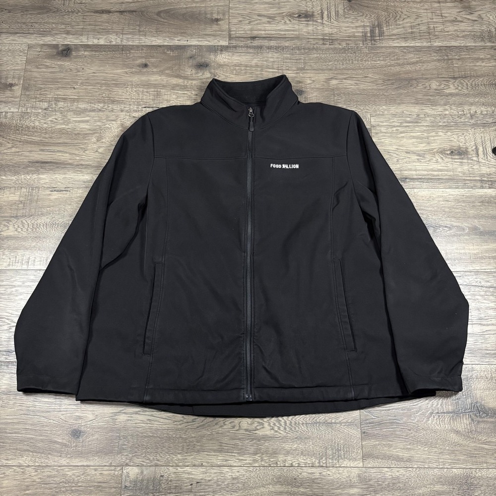 Food Lion Jacket Mens 3XL Black‎ Softshell Full Zip Fleece Lined Workwear Logo